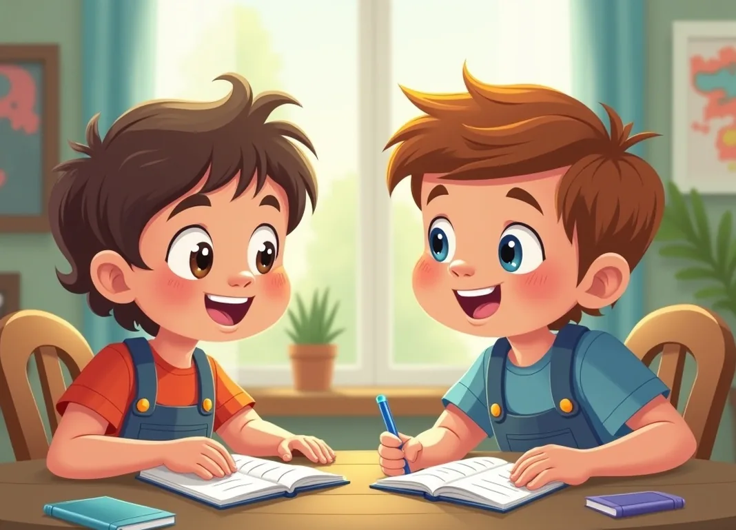 Children learning English through educational games